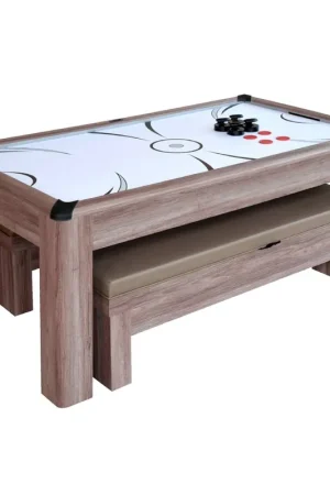 Driftwood 7 Ft Air Hockey Table Combo Set with Benches Order Now