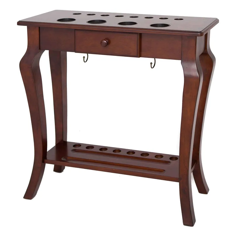 Genuine Deluxe Floor Cue Rack – Walnut Finish
