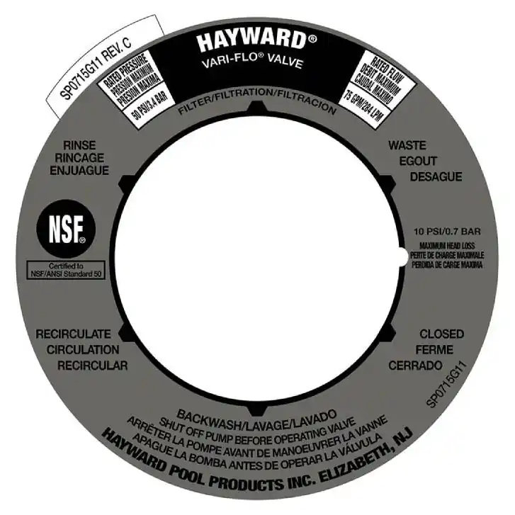 Get Yours Hayward SPX0715G Vari-Flo Valve Position Label