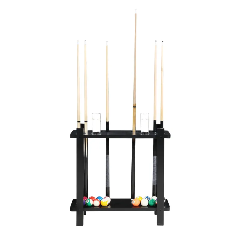 Classic Floor Billiard Pool Cue Rack in Black In Demand