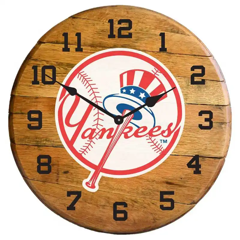 Cheap Imperial New York Yankees Oak Barrel Clock