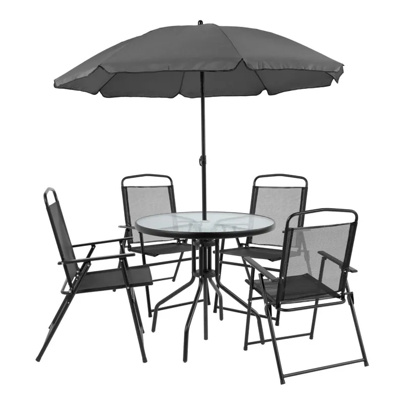 Hassle-Free Returns OSC Designs OSPATIOTABLESET6BK Nantucket Patio Set, 6-Piece, Black
