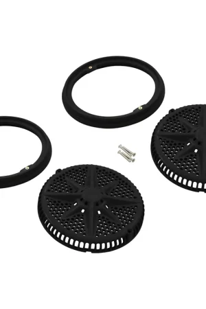 Hassle-Free Returns Main Drain Grate,PentStarGuard,8",112gpm,Blk,qty 2,Shrt Ring