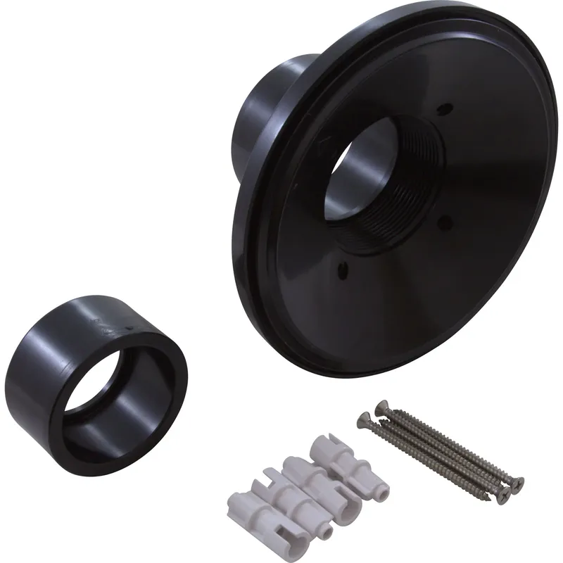 Wall Fitting, 6" dia, 2-3/8" Hole Size, 2" Slip, Black Free Returns