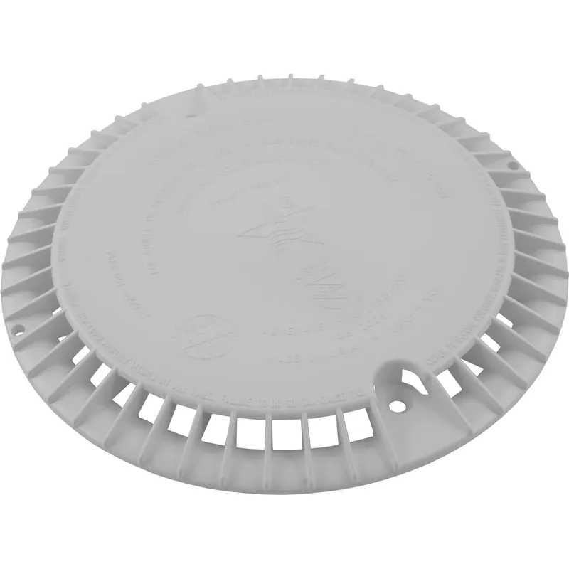 Main Drain Grate, Retro 8" Rnd, Low Profile, w/Screws,Lt Gry Must Have