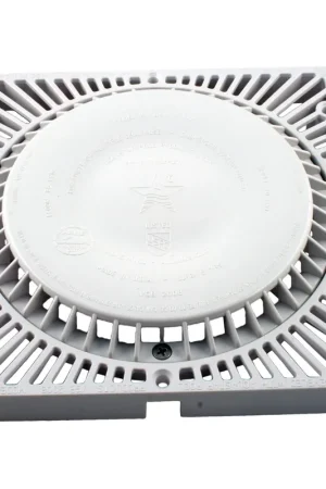 Main Drain Grate, 9" x 9" Square, with Screws, White Low Price