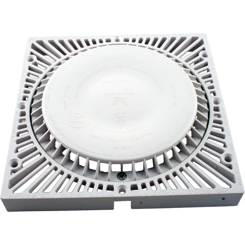 Main Drain Grate, 9" x 9" Square, with Screws, White Low Price
