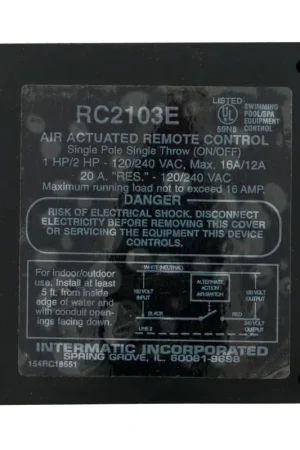 Fast Shipping Air Control Box, Intermatic, 115v/230v, One Circuit, On/Off