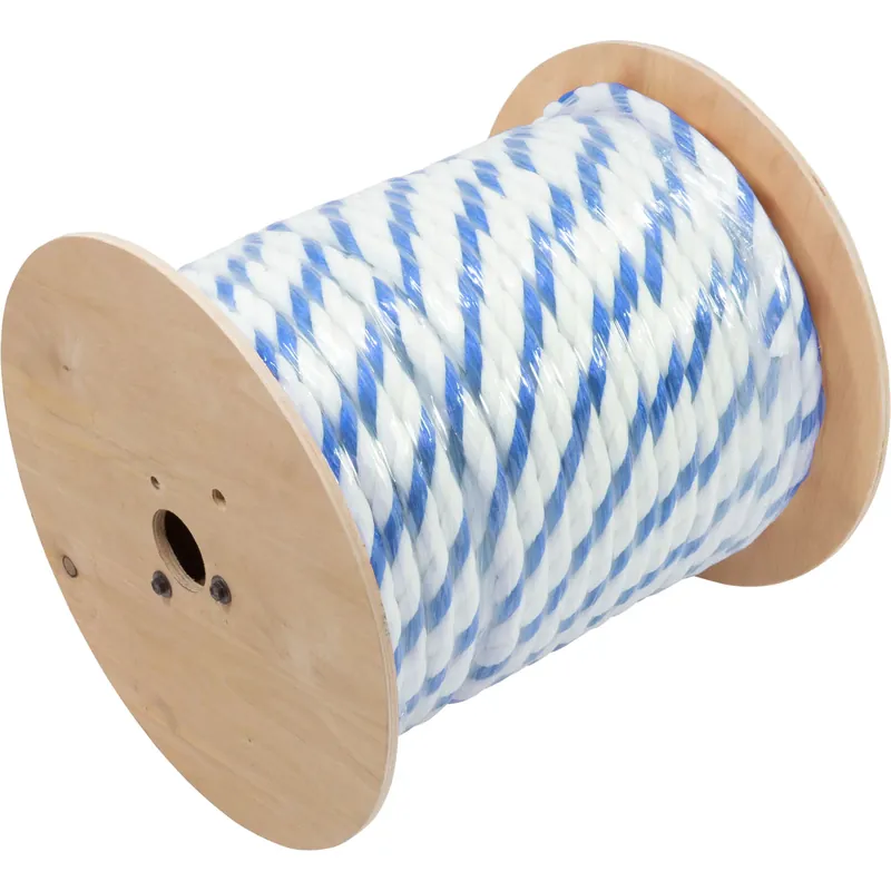 Markdown Polypropylene Rope, 3/4"dia, 2 White 1 Blue Strand, 300ft