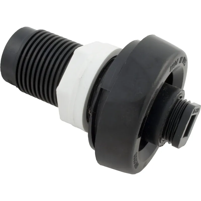 Discount Spa Drain/Fill Valve, WW, 1-5/8" ACME threaded x 1"s, Black