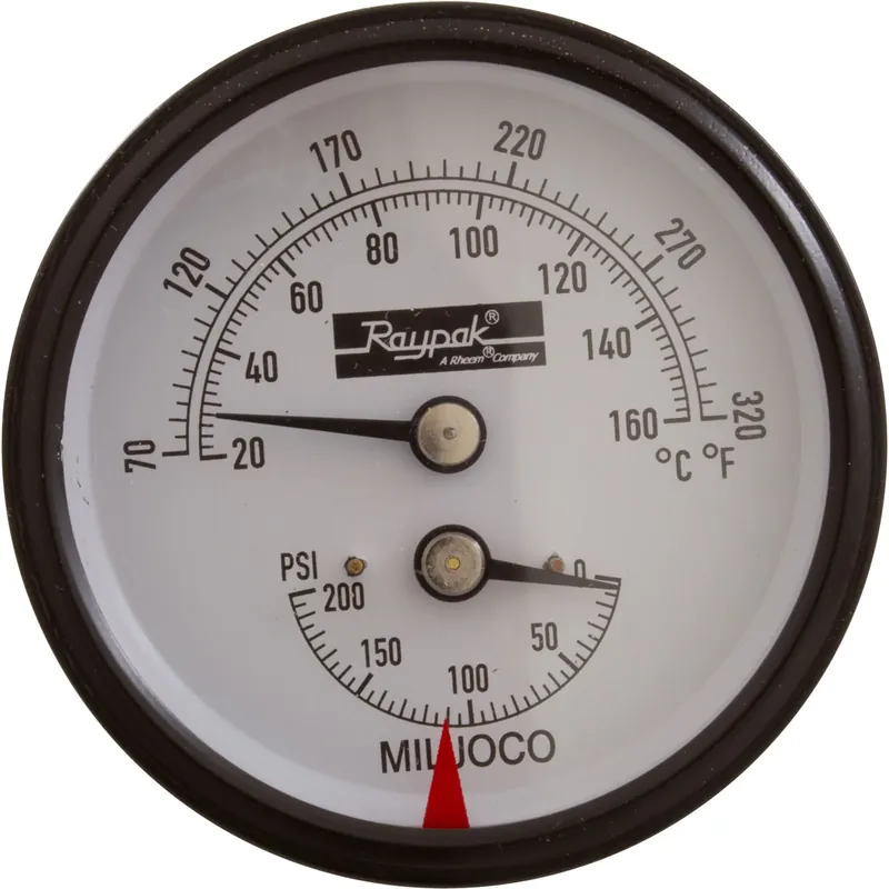 Temperature & Pressure Gauge Kit, Raypak Hydronic Heaters Fan Favorite