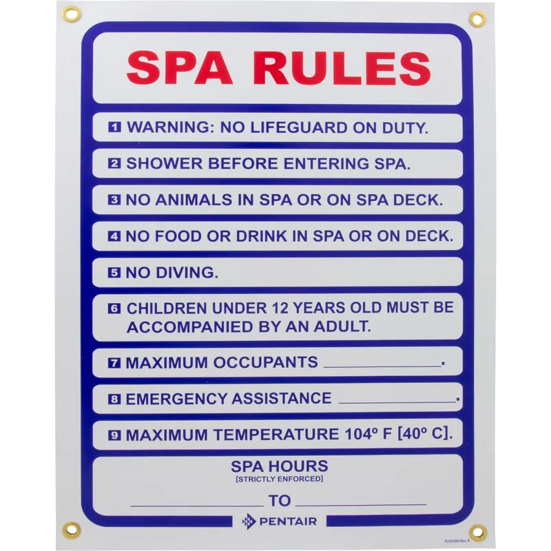 Best Price Sign, Spa Rules, 18" x 24"