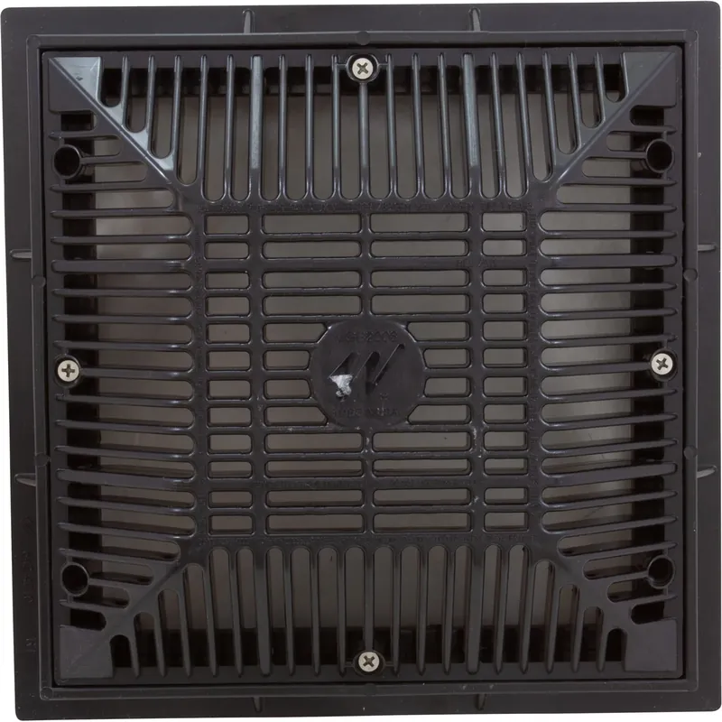 Main Drain Grate, Waterway, 9"x 9", with Frame (2011), Black Brand New